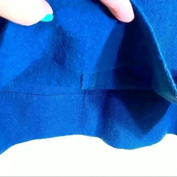 Tibi Royal Blue Cold Shoulder Cut Out Wool Blouse - Picture 9 of 15